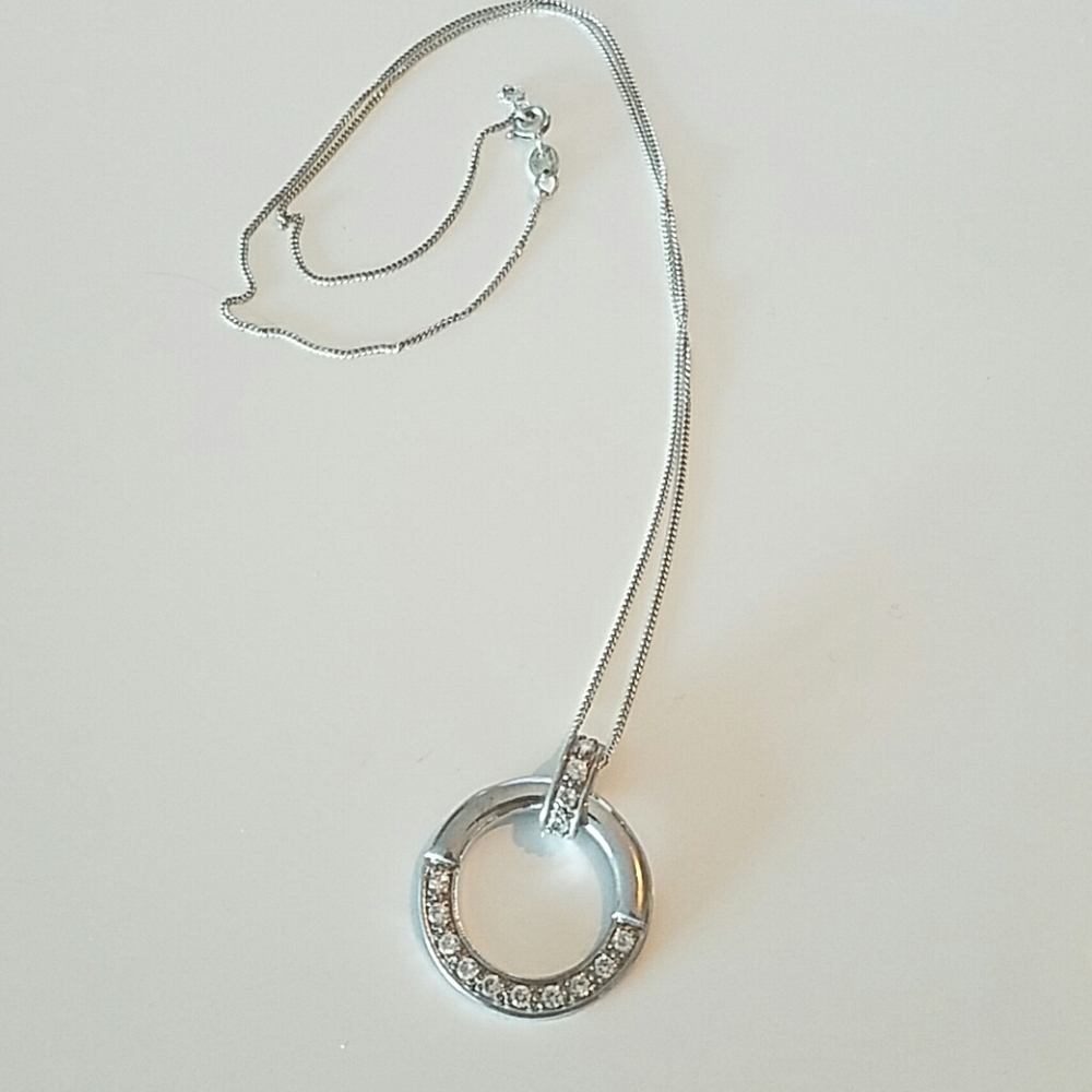 Natural Diamond pendant with sterling .925 necklace 18" chain